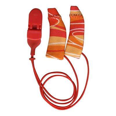 Red/Orange Ear Gear With Cord for Binaural BTE Hearing Aids (two ears) (Item Code: 55727)